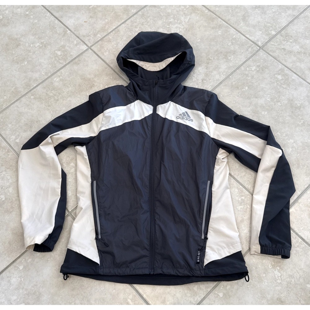 Adidas Primeblue Running Windbreaker Jacket Black White H31160 Women S